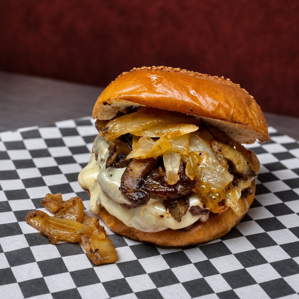 Mush Swiss Steak Burger.
