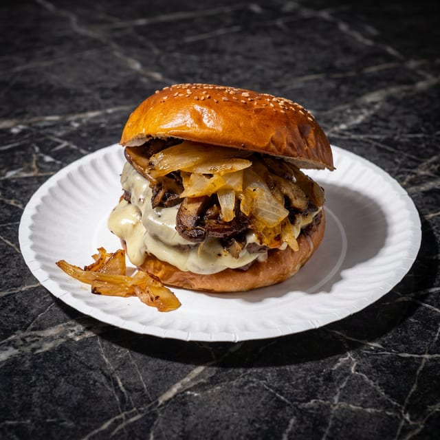 Mush Swiss Steak Burger.